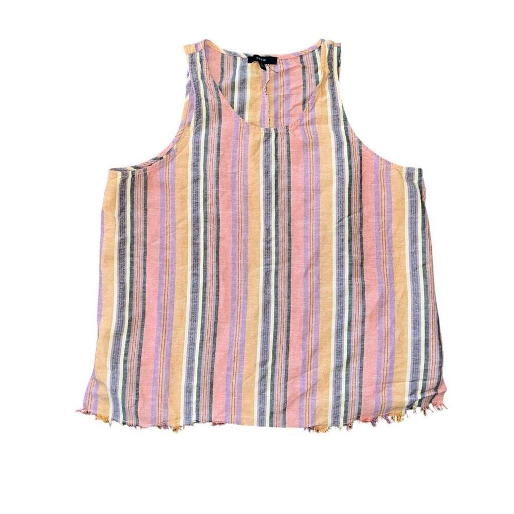 DREW ANTHROPOLOGIE Linen Blend Striped Tank Top Size L